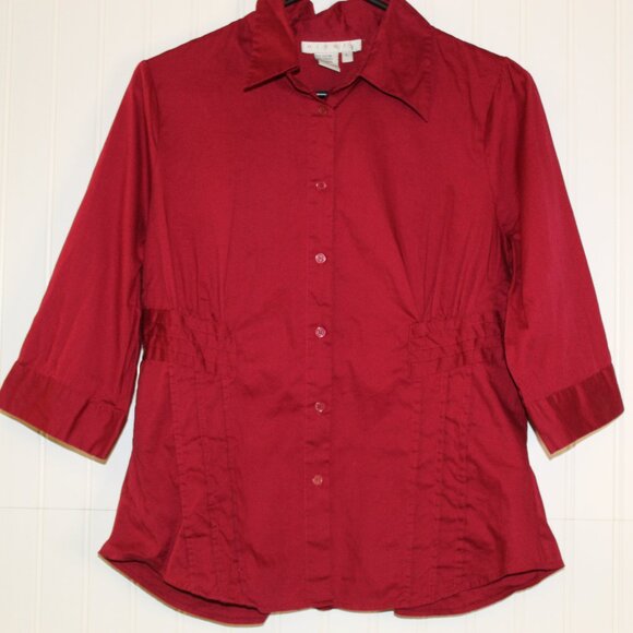 Ninety Burgundy Blouse Size Large - Picture 1 of 9